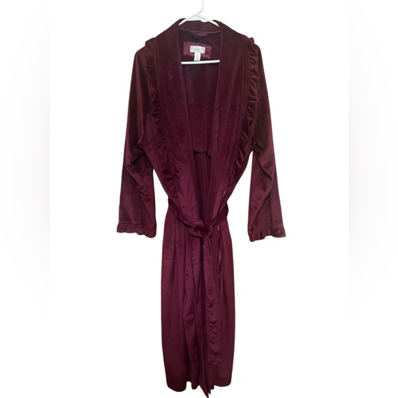 CABERNET VTG Womens Quiet Luxury Old Money Blush Pink Crushed Velvet Robe M - Picture 1 of 6